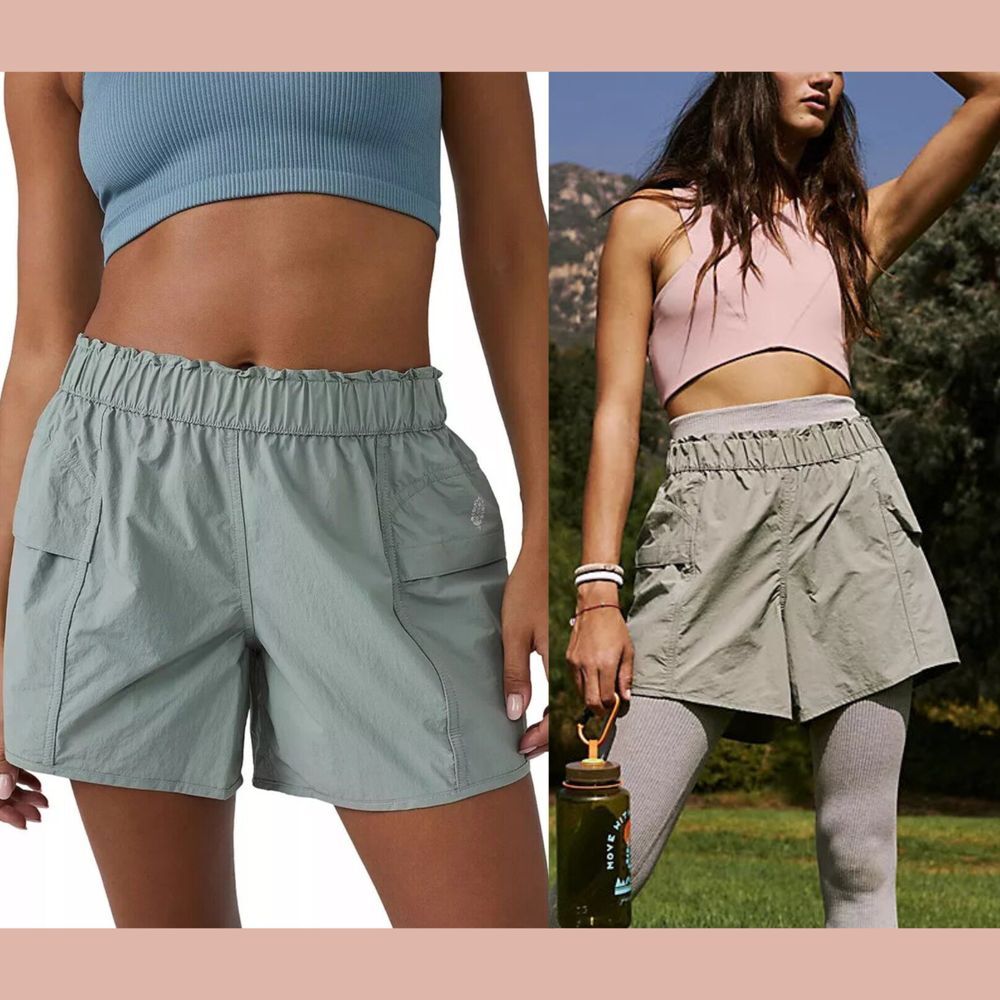 NWT‎ $58 Free People FP Movement [ XS ] In the Wild Shorts Gray Olive #6360